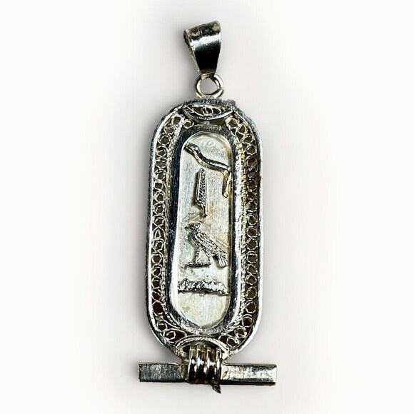 STERLING SILVER Cartouche Pendant EGYPTIAN HIEROGLYPHICS Symbol